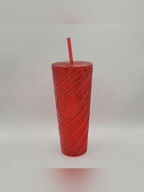 Starbucks Red Swirl Stripe Venti Tumbler 24oz Cold Cup 011159234